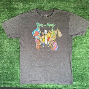 Adult Swim Rick & Morty Shirt Gray Characters Logo Tee
